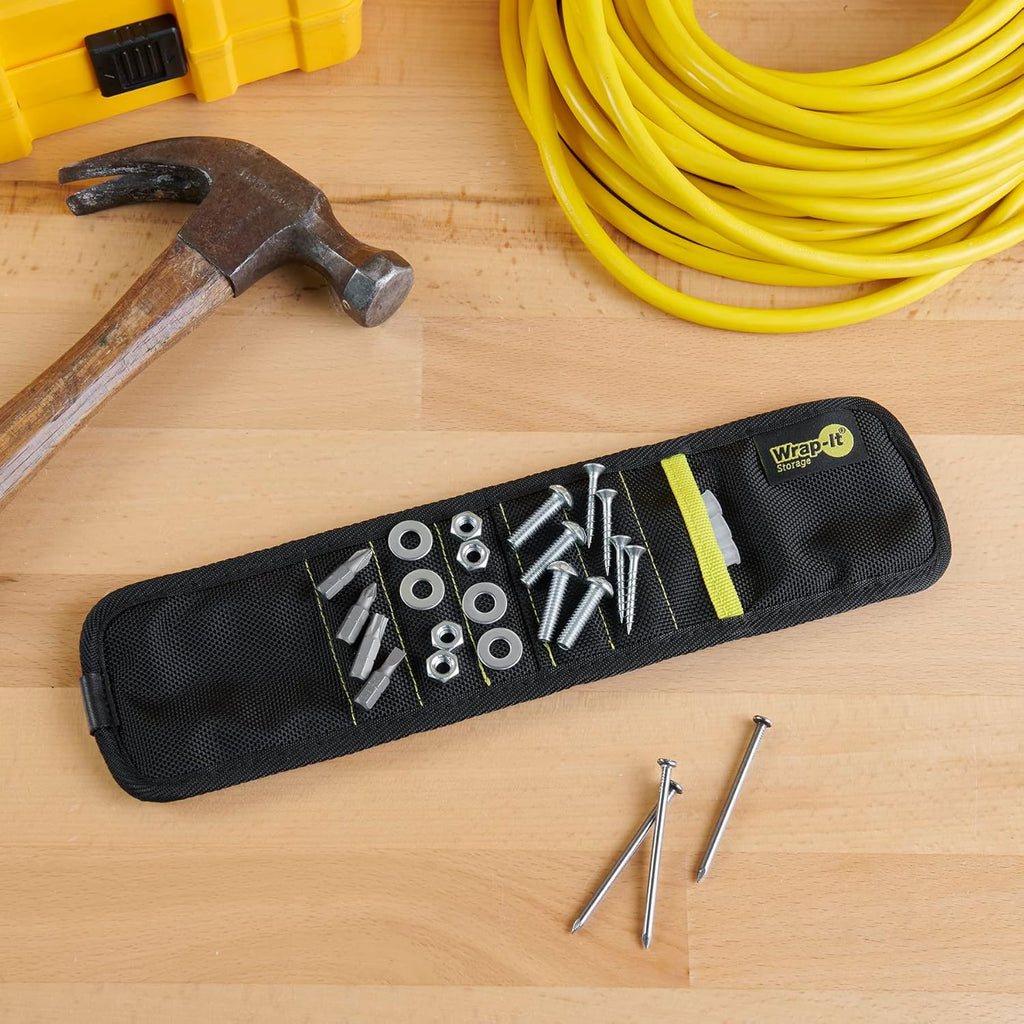 Wrap-It Storage MagSnap Magnetic Wristband - Black Tool Belt for Easy Access | Perfect Father's Day Gift