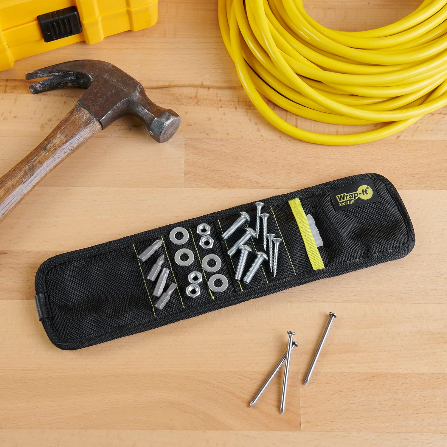 Wrap-It Storage MagSnap Magnetic Wristband - Black Tool Belt for Easy Access | Perfect Father's Day Gift