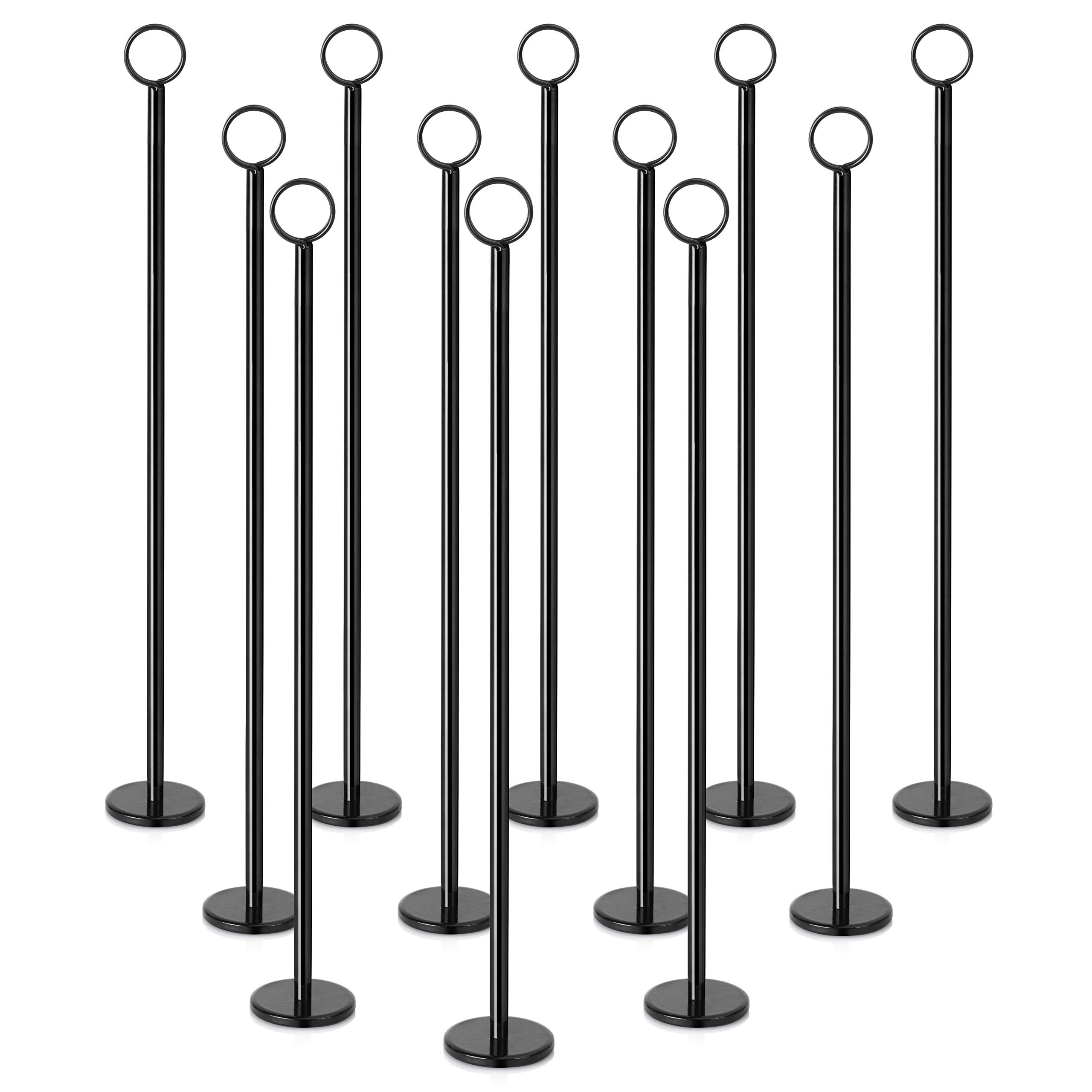 New Star Foodservice Ring-Clip Table Number Holder / Place Card Stand, 18 Inch, Black Finish, Set of 12
