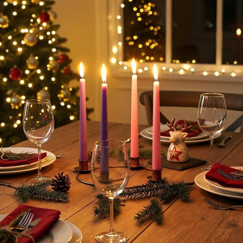 Chengu Christmas Advent Candle Holder - Elegant Metal Taper Stand for 4 Candles | Bronze Holiday Decor