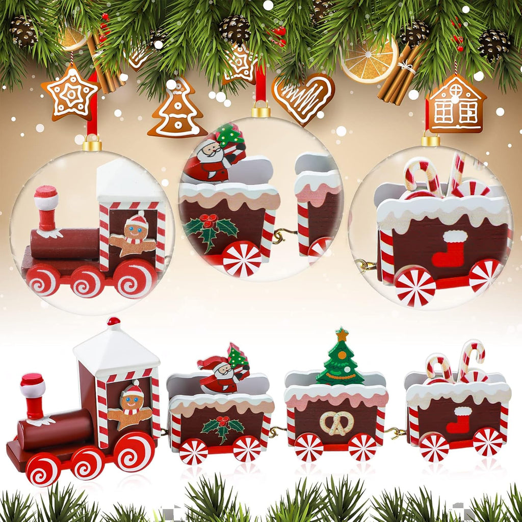 Yulejo Christmas Train | Painted Wooden Decoration for Festive Table Top | Santa Claus, Red