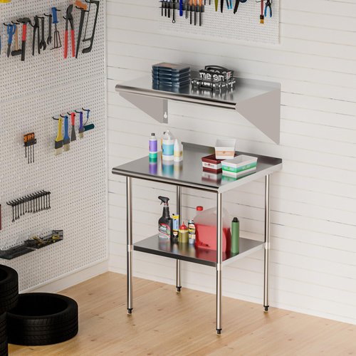 Chingoo Stainless Steel Shelf 12" x 36" - 2 Pack 300 lb Wall Mounted Commercial Stainless Steel Shelves Metal Shelving for Restaurant Kitchen
