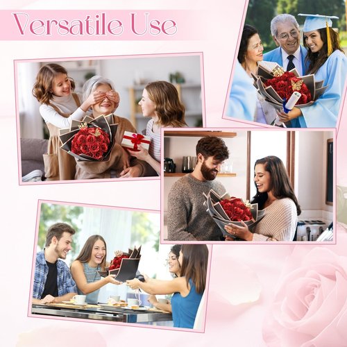 iMXPW Glitter Roses Bouquet, 24 Roses DIY Fake Glitter Flowers Bouquet, Everlasting Shiny Artificial Red Rose Bouquet for Mothers Day Gifts, Anniversary, Engagement, Wedding (Red)