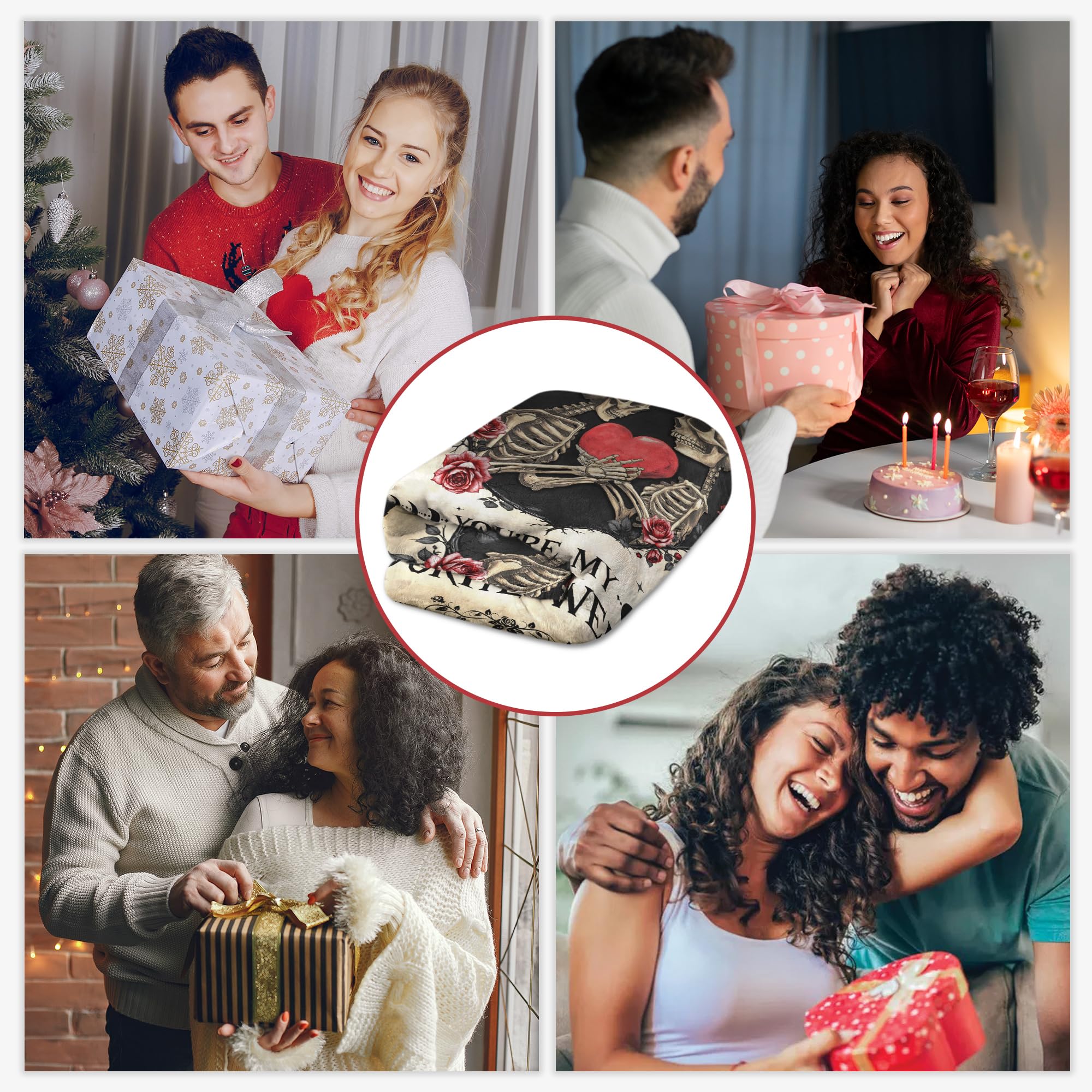 GEEMBI Anniversary Couples Gifts for Women Men - Fleece Throw Blanket for Couch Bed 50x60 in - Wedding Anniversary Birthday Gifts for Boyfriend Girlfriend Her Him Wife Husband, Gothic Blanket
