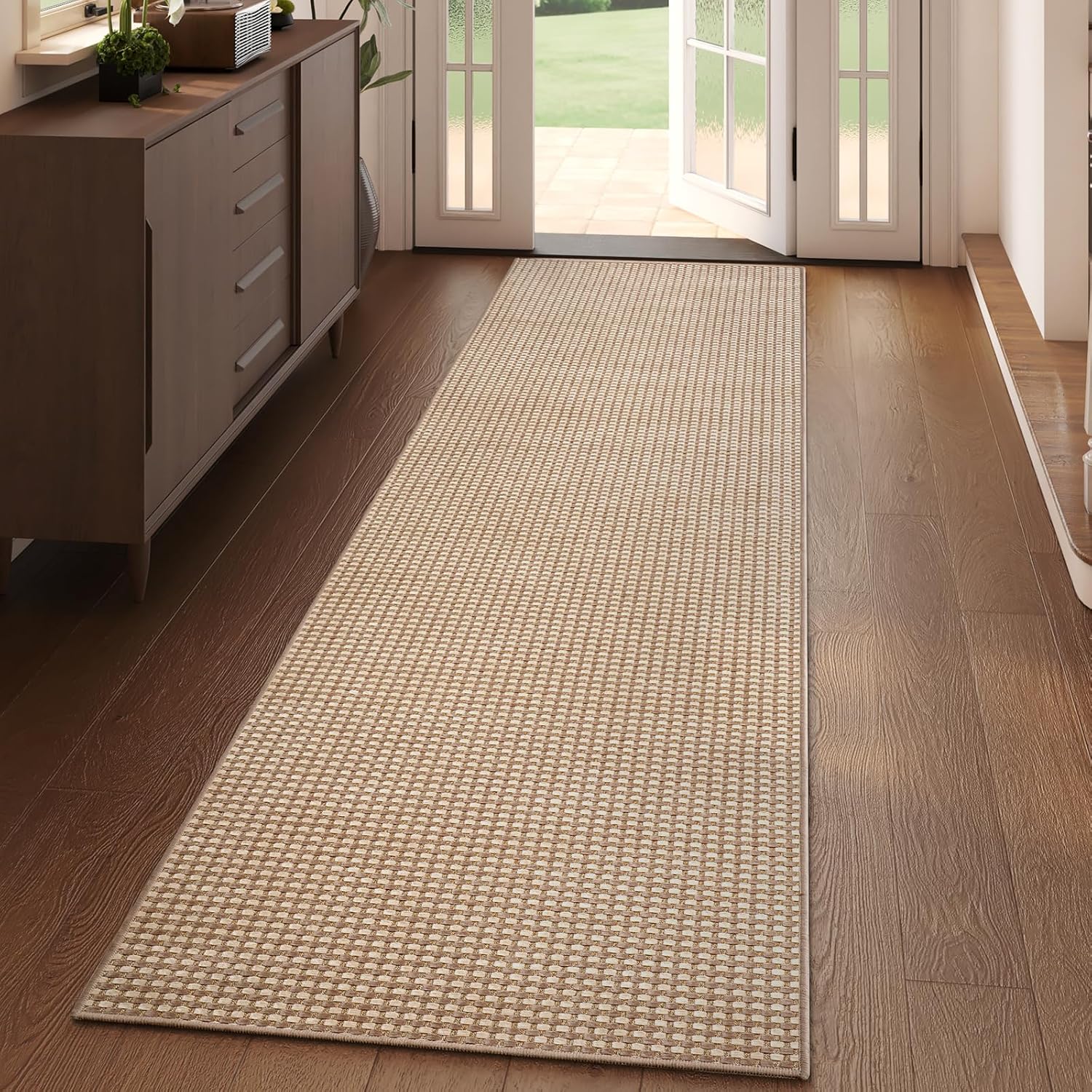 YDKGL Kitchen Runner Rug - Non-Slip Boho Woven Mat | Soft & Washable 2x6 ft for Entryway & Living Room - Brown