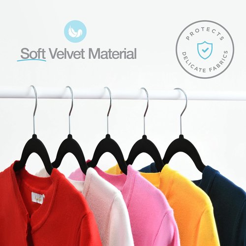 Home-it Premium Velvet Hangers - Heavy Duty Non-Slip Black Suit & Clothes Hangers | 50 Pack with 360° Hook