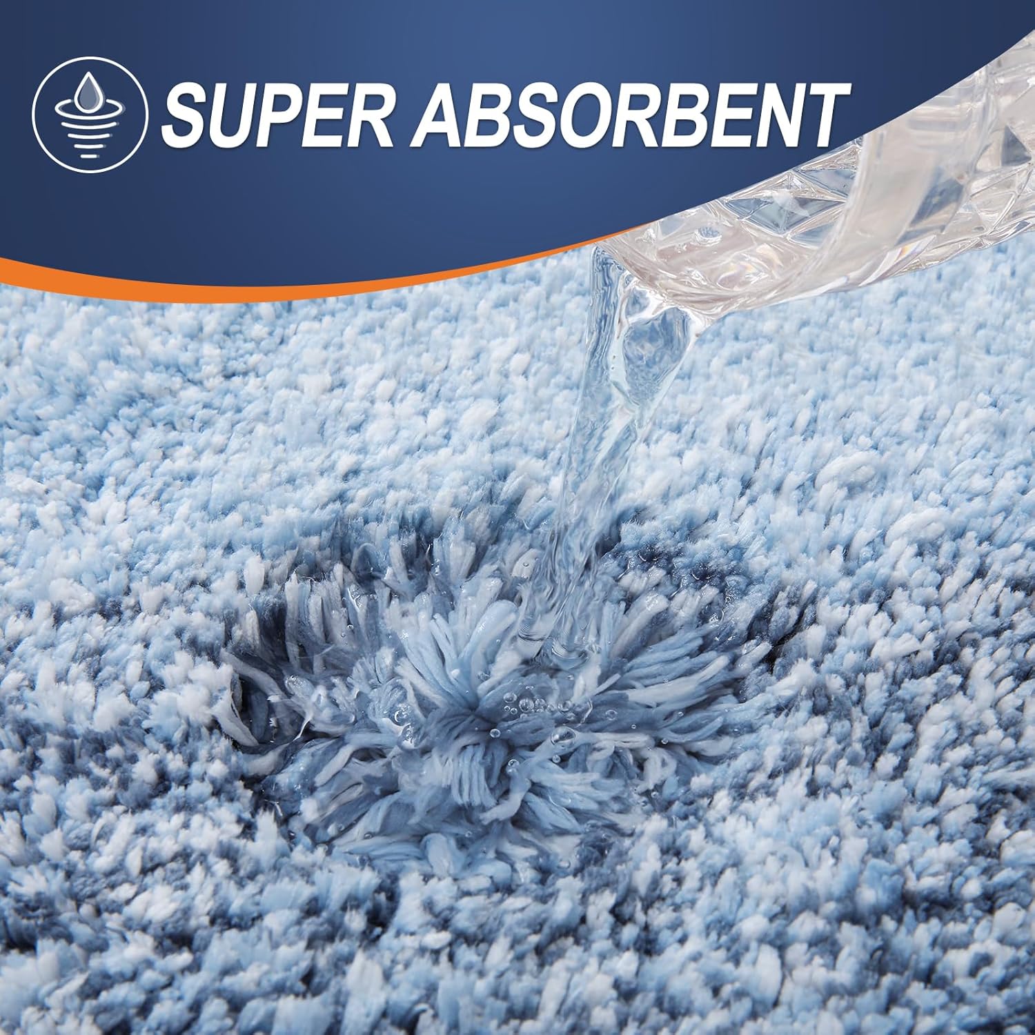 OLANLY Bathroom Runner Rug - Extra Soft Microfiber Mat, Quick Dry & Washable, 59x17 Inches - Blue