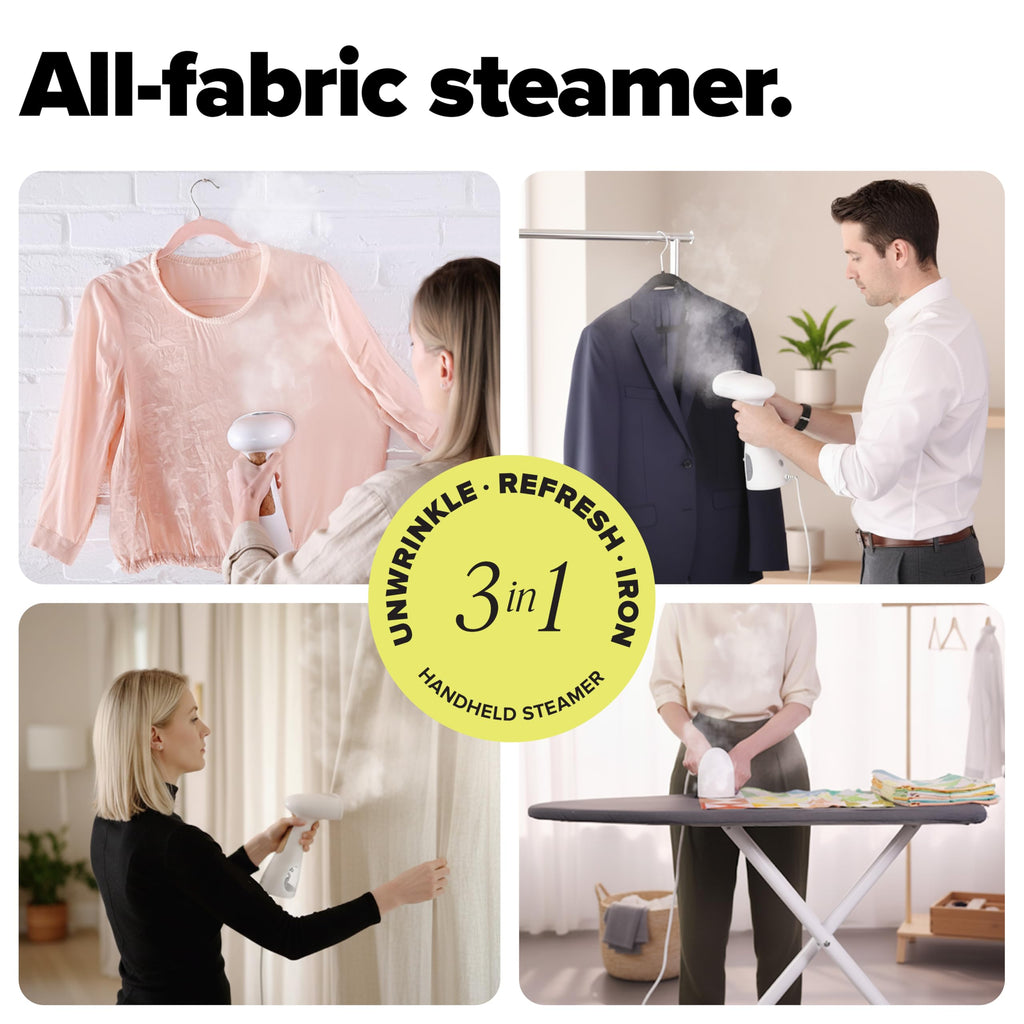Dupray Voila 3-in-1 Clothes Steamer, Portable Handheld Garment Steamer, Heated Stainless Steel Plate, 30-Second Heat-Up, Portable Travel Steamer for Fabrics
