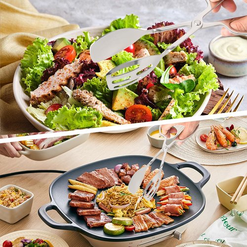 8 Pack Food Serving Salad Tongs, Stainless Steel Salad Tongs with Scissor Handles, Thickening Scissor Tongs for Cooking, Baking, BBQ, Restaurants and Home Kitchen