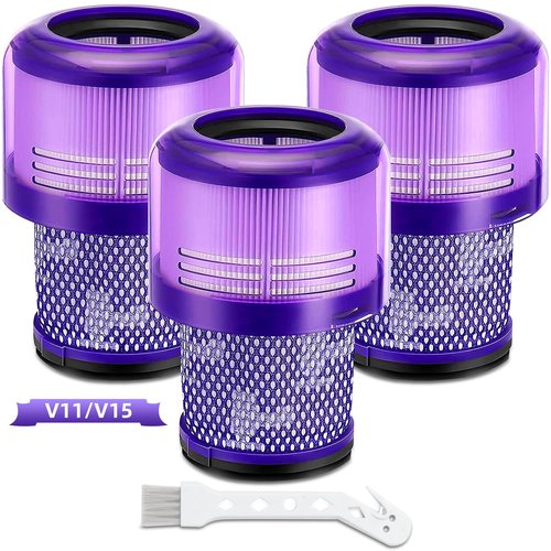 3 Pack Filter for Dyson V11 Absolute Torque Drive Animal, V15 Detect, SV14, SV22 Vacuum Cleaners, Dyson Cordless Vacuum Cleaner Filter Replacement Accessory # 970013-02 & 970013-03