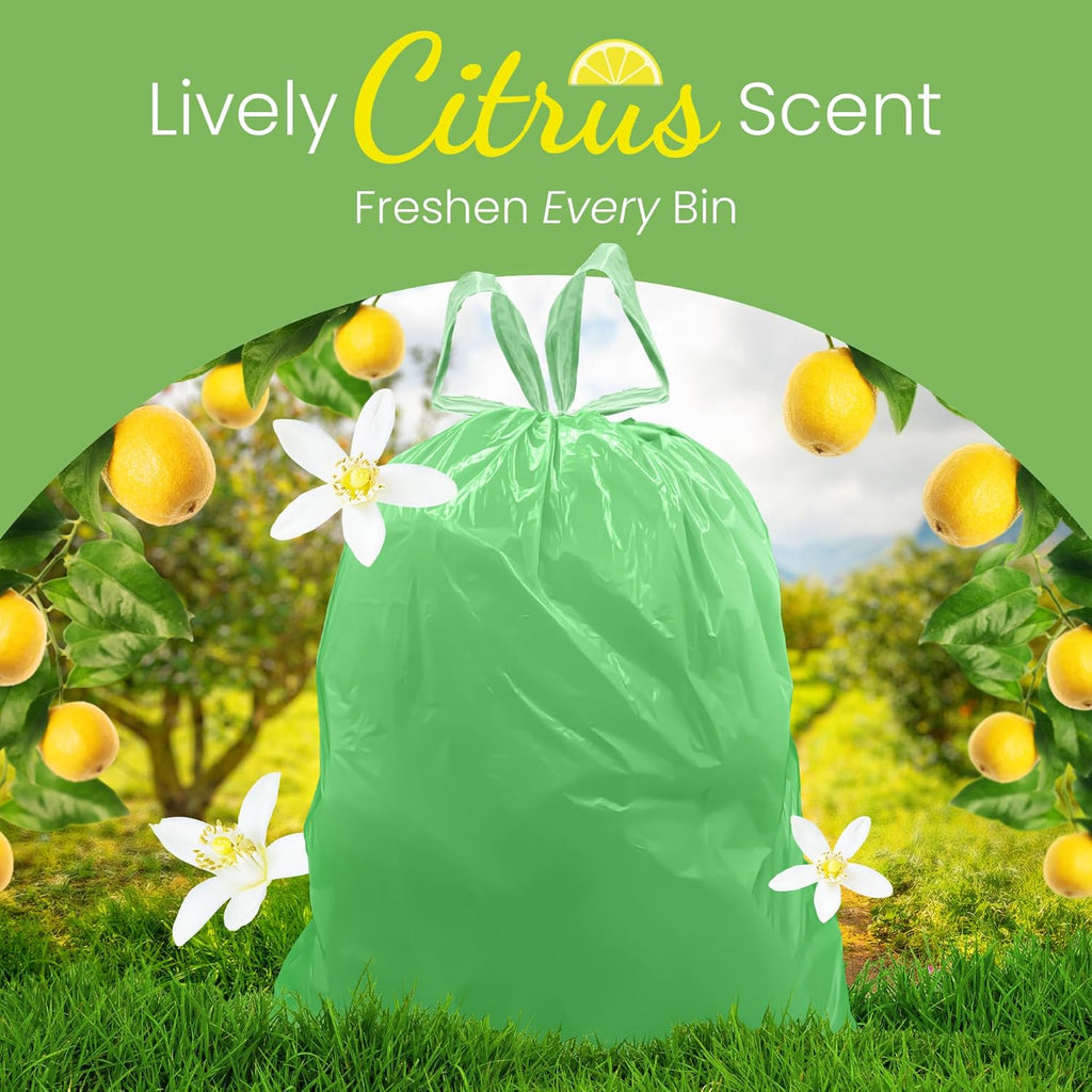 Reli 4 Gallon Trash Bags - Citrus Scented Drawstring Liners for Small Trash Cans | 100 Count