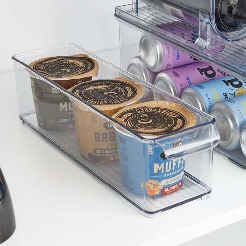 iDesign Stackable Fridge or Freezer Storage Bin with Front Handle, Set of 6, Clear, Made in the USA