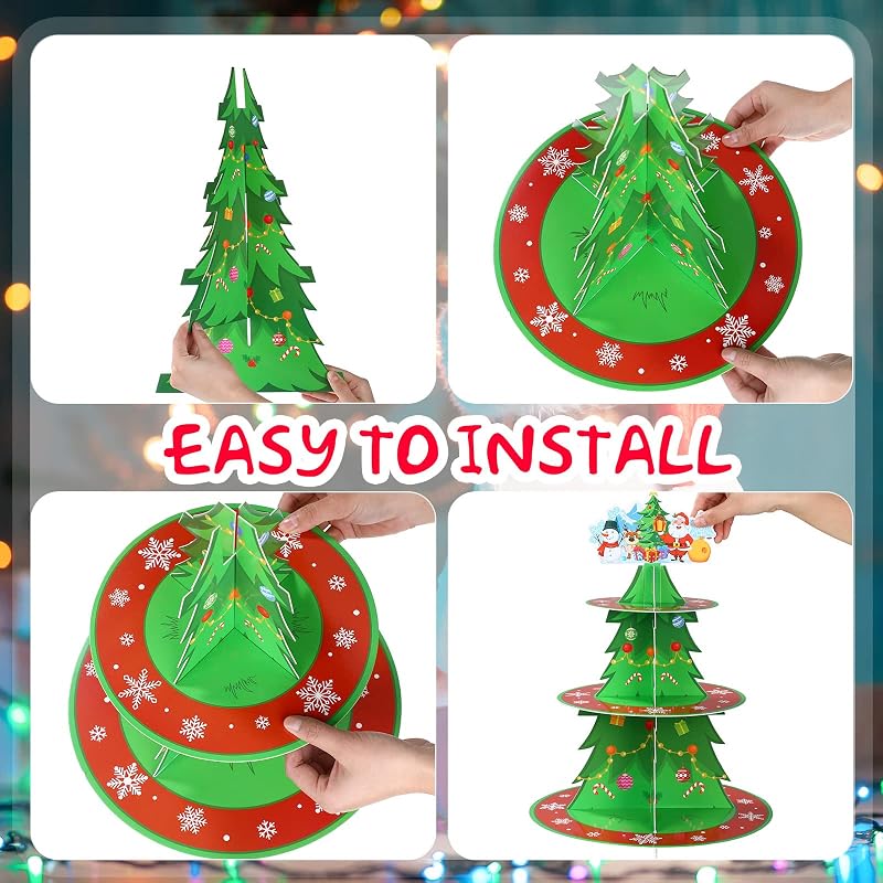 Christmas Cupcake Stand 3-Tier Dessert Tower - Giant Cardboard Tree Display