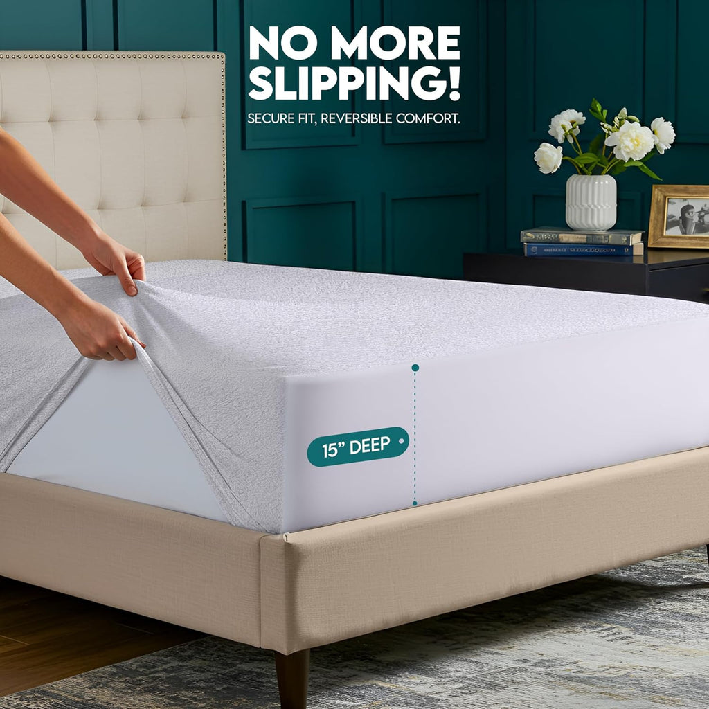 Utopia Bedding Waterproof Mattress Protector - Soft & Breathable Twin Size Dual-Sided Terry Cover