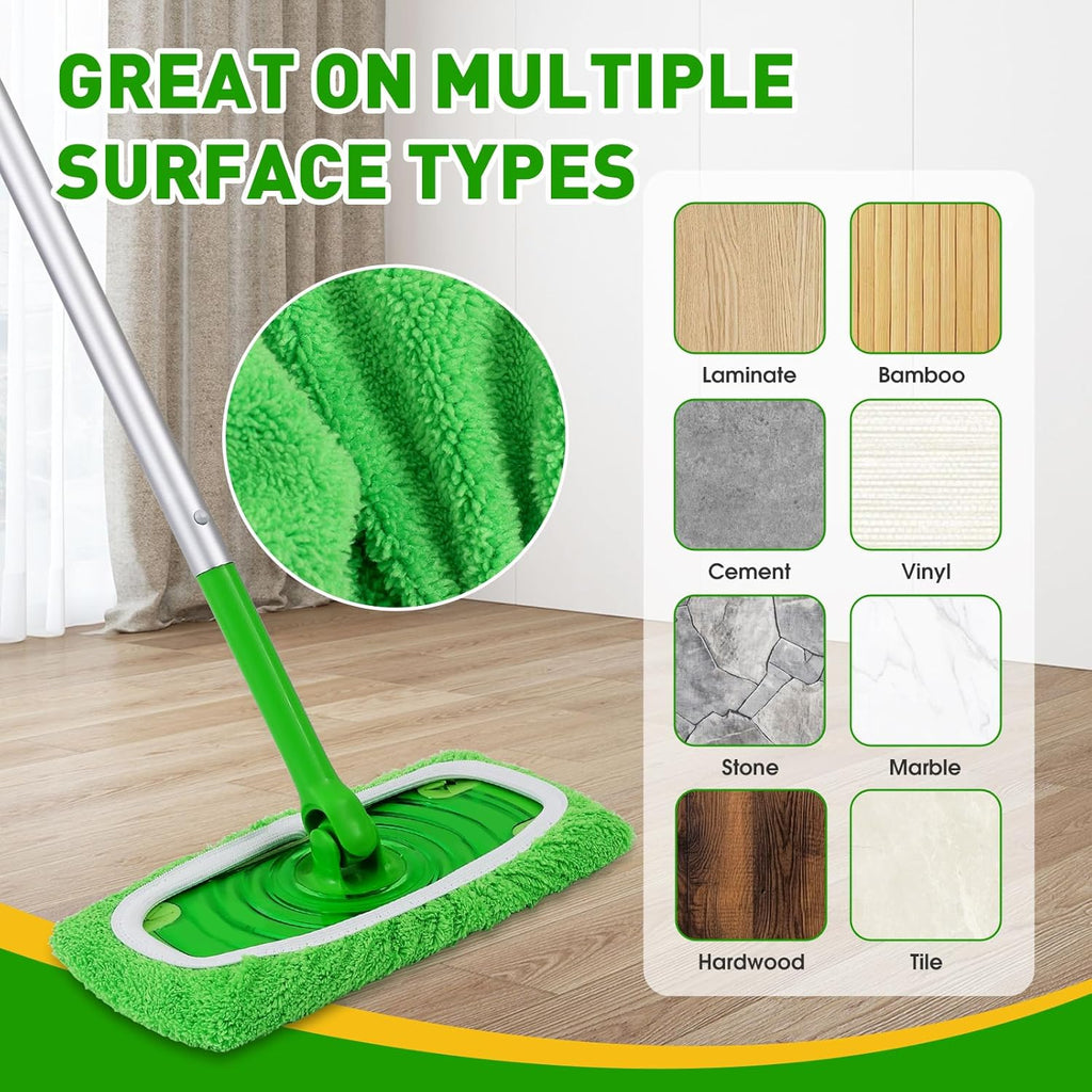 Skiennix 12-Pack Reusable Microfiber Mop Pads - Washable Cloths for Dry & Wet Floor Cleaning