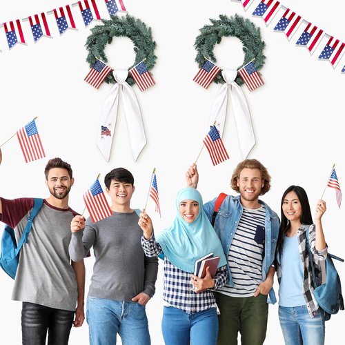 Hahafelt Patriotic Wreath Sashes - USA Flag Design for 4th of July | 56" x 4.5" Home Decorations