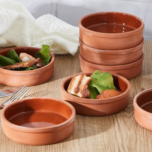 Teenyyou 10 Pcs Mexican Clay Cookware Set 5''x1.3'' Traditional Clay Pot for Cooking Oven Safe Earthenware Pot for Bean Birria Carnitas Mole Rice Cooker Day of the Dead Christmas Party Supply Gift