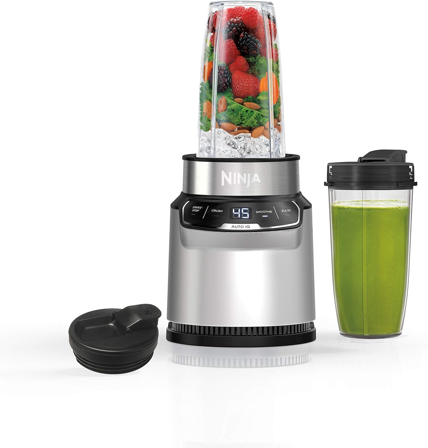 Ninja Nutri Pro Blender - Single Serve for Smoothies & Shakes - Includes 2 Cups & Lids - Silver | BN401