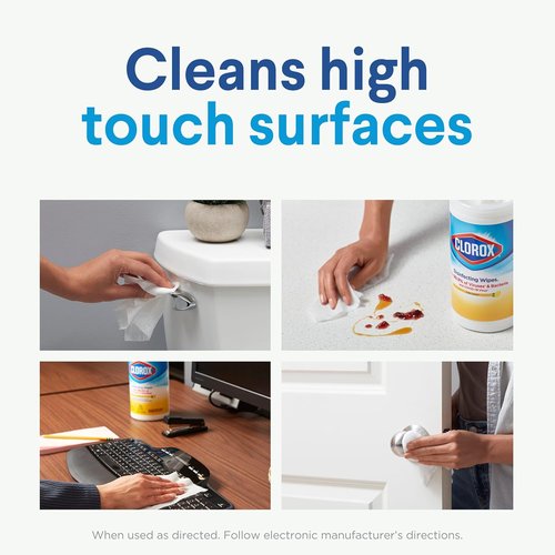 Clorox Disinfecting Wipes - Fresh Lemon Scent | 525 Count for Effective Germ Protection