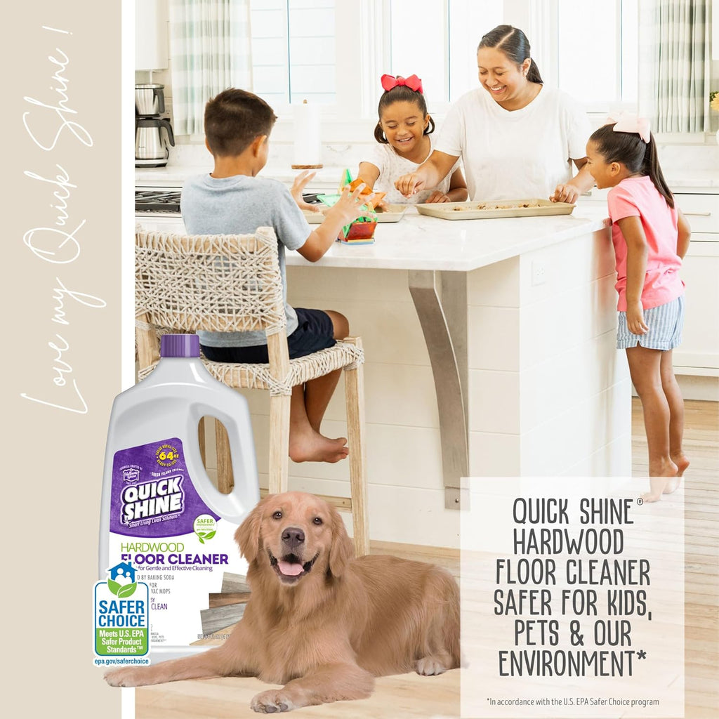 Quick Shine Hardwood Floor Cleaner 64oz - Streak-Free, No Rinse Formula | Perfect for Spray & Vac Mops