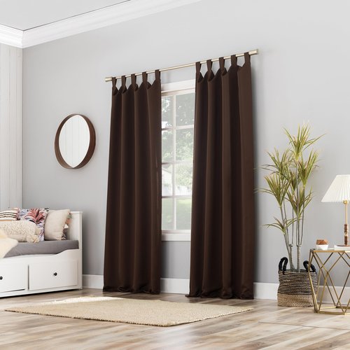 Sun Zero Easton Energy Saving Blackout Tab Top Curtain Panel, 40" x 63", Chocolate