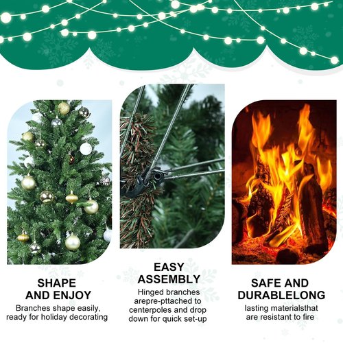 Treepool 5 FT Artificial Christmas Tree with 1020 PE&PVC Mixed Branch Tips, Unlit Hinged Premium Spruce Fake Xmas Trees, Green, Foldable Base