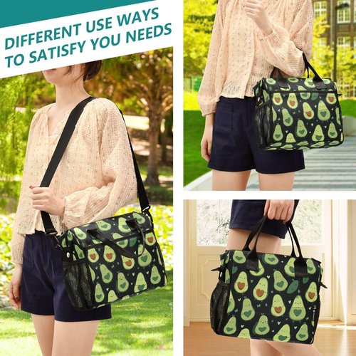 Aslsiy Cute Pattern Avocado Lunch Bag for Girls Boys Kids Insulated Lunch Bags Women Tote Bag for Office School M