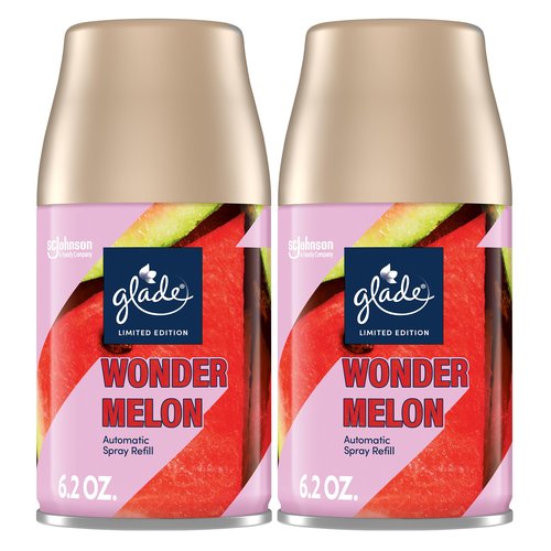 Glade Automatic Spray Refill, Wonder Melon, Scented Air Freshener for Home and Bathroom, 6.2 Oz, 2 Count