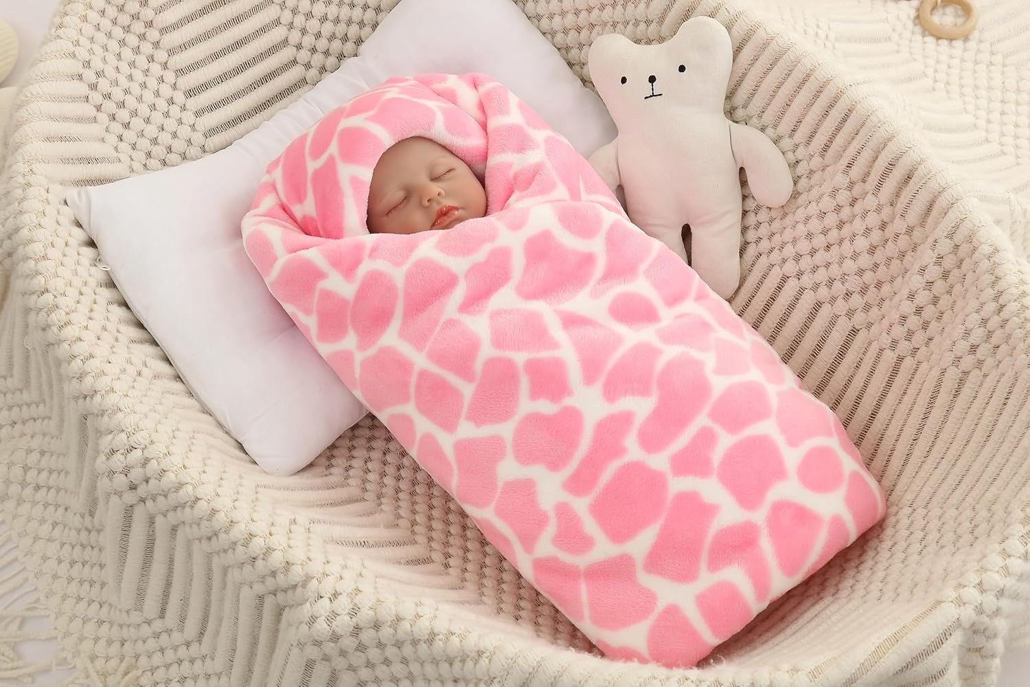 Skiennix Nursery Bed Blanket - Soft Receiving Blanket for Newborns | Warm & Cozy 30" x 40" (Pink Ripple)