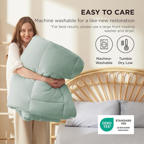 Bedsure Comforter Duvet Insert - All-Season Twin Size Quilted Down Alternative Bedding, Sage Green 88 x 68 Inches