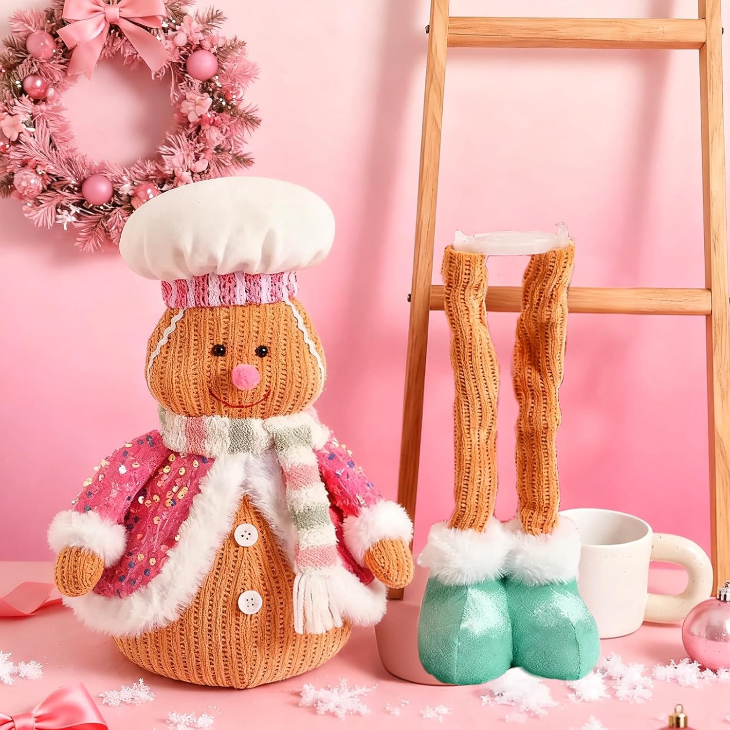 Pastel Gingerbread Christmas Decorations Set by [Brand Name] - 29" Lighted Indoor Gingerbread Man Figurines for Festive Home Decor