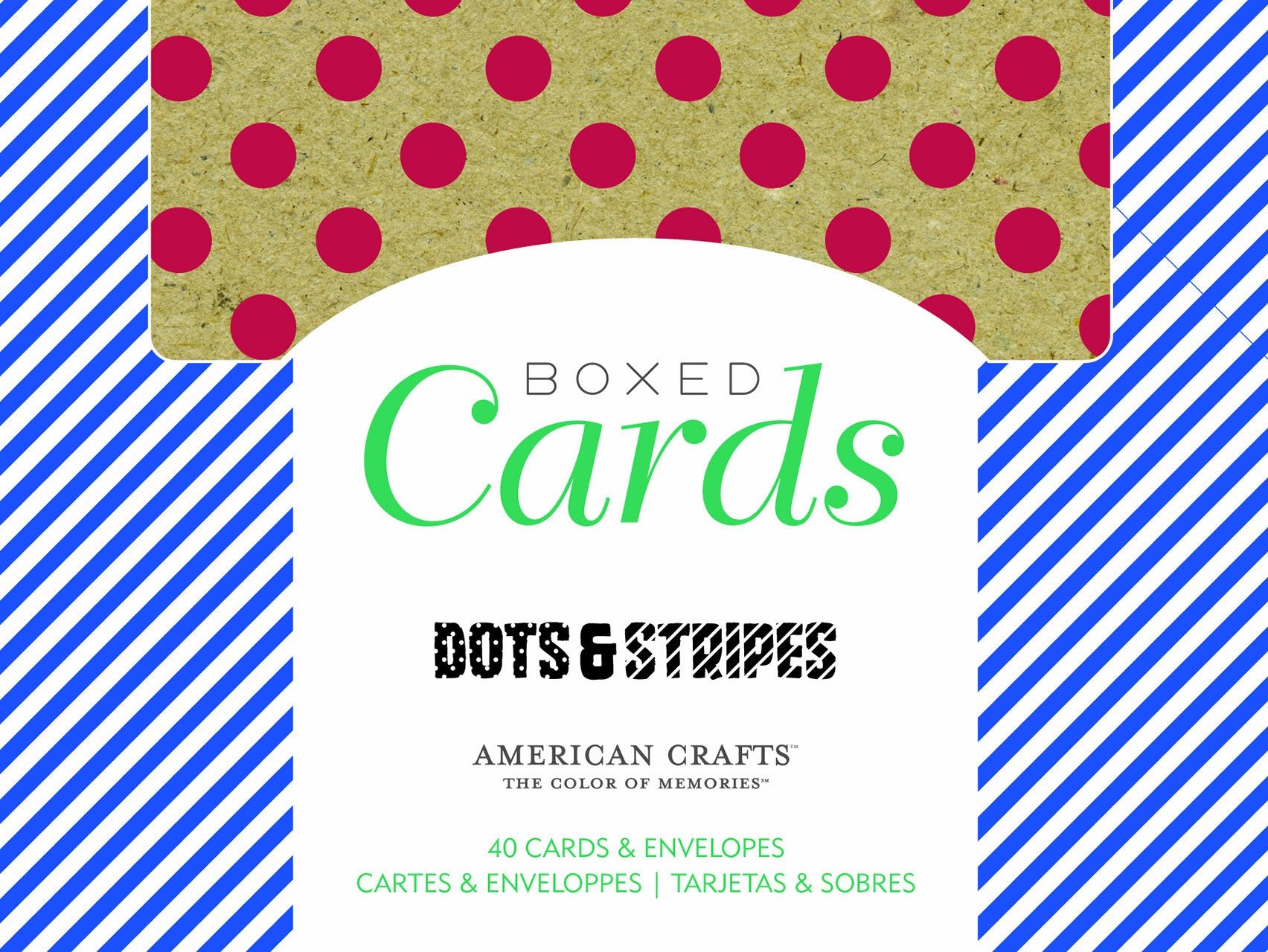 American Crafts Boxed Card Sets for Scrapbooking, 40 Cards/40 White Envelopes, Dots and Stripes