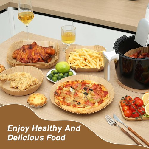 Air Fryer Liners - 100PCS Non-Stick Parchment Paper for 3-5QT Air Fryers | Easy Cleanup (Round, 6.5IN)