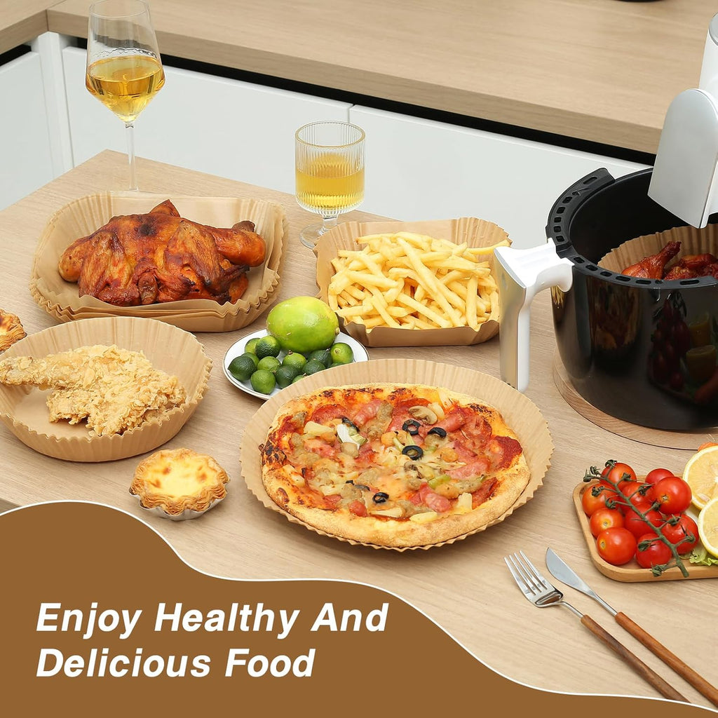Air Fryer Liners | 100PCS Non-Stick Parchment Paper for 3-5QT Air Fryers - Easy Cleanup (Square, 6.5IN)