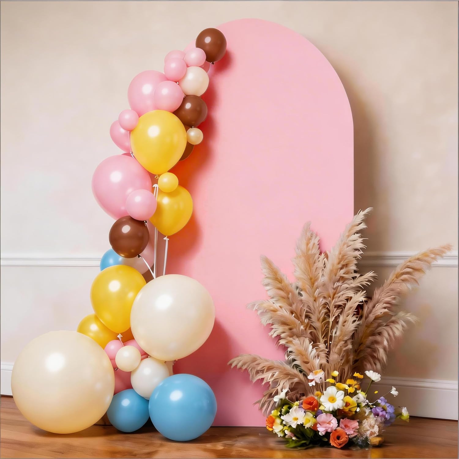Skiennix 7.2 FT Pink Arch Backdrop Cover - Fitted Spandex for Weddings & Baby Showers