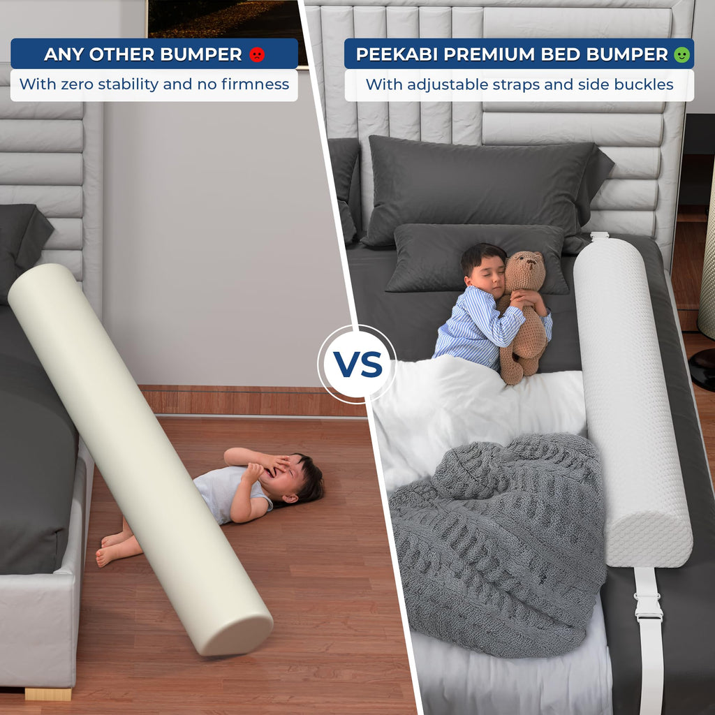 [2-Pack] Premium Bed Bumpers for Toddlers with Adjustable Straps, Bed Rail For Toddlers, Toddler Bed Rail for Full Size, Twin, Queen & King Bed Size, Toddler Bed Rails