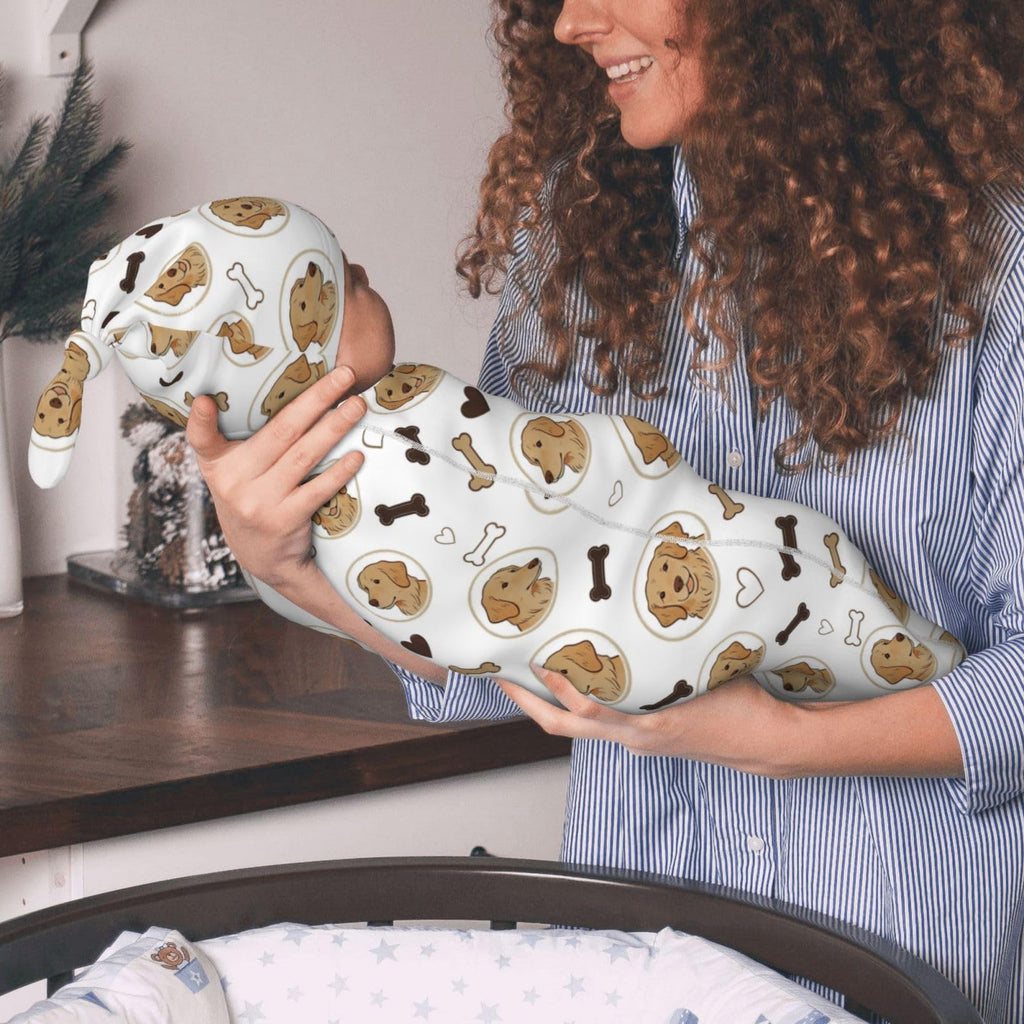 Qwalnely Golden Retriever Swaddle Blanket with Hat for Baby, Dog Theme Swaddling Baby Stuff