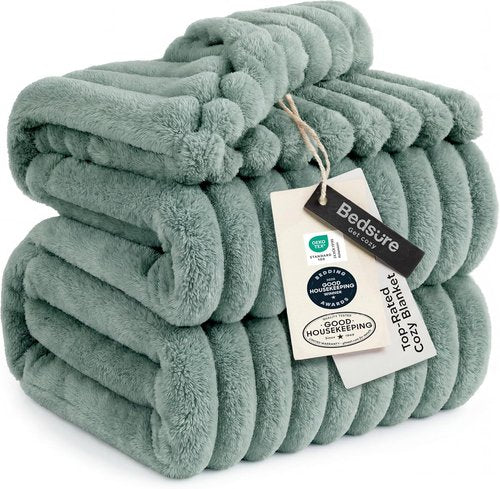 Bedsure GentleSoft Full Size Blanket - Cozy Sage Green Throw for Women | 84x90 Inches