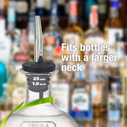 Esatto 6 Pack Metal Pourer Spouts for Oversized Bottles, Includes 6 Dust Caps to Protect from Dirt & Debris, Pour Spouts for Bottles, Liquor Bottle Pourers for Alcohol & Olive Oil