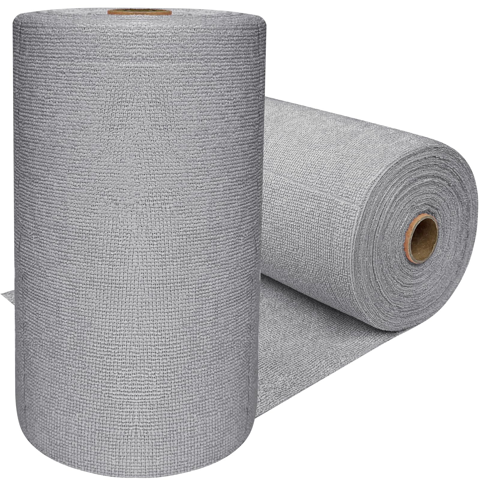 OJYUDD 75 Pack Microfiber Cleaning Cloth Roll,Reusable Tear Away Towels,Washable Ultra Absorbent Cleaning Rags for House,Car,Glass,Garage,Kitchen or Shop(Grey)