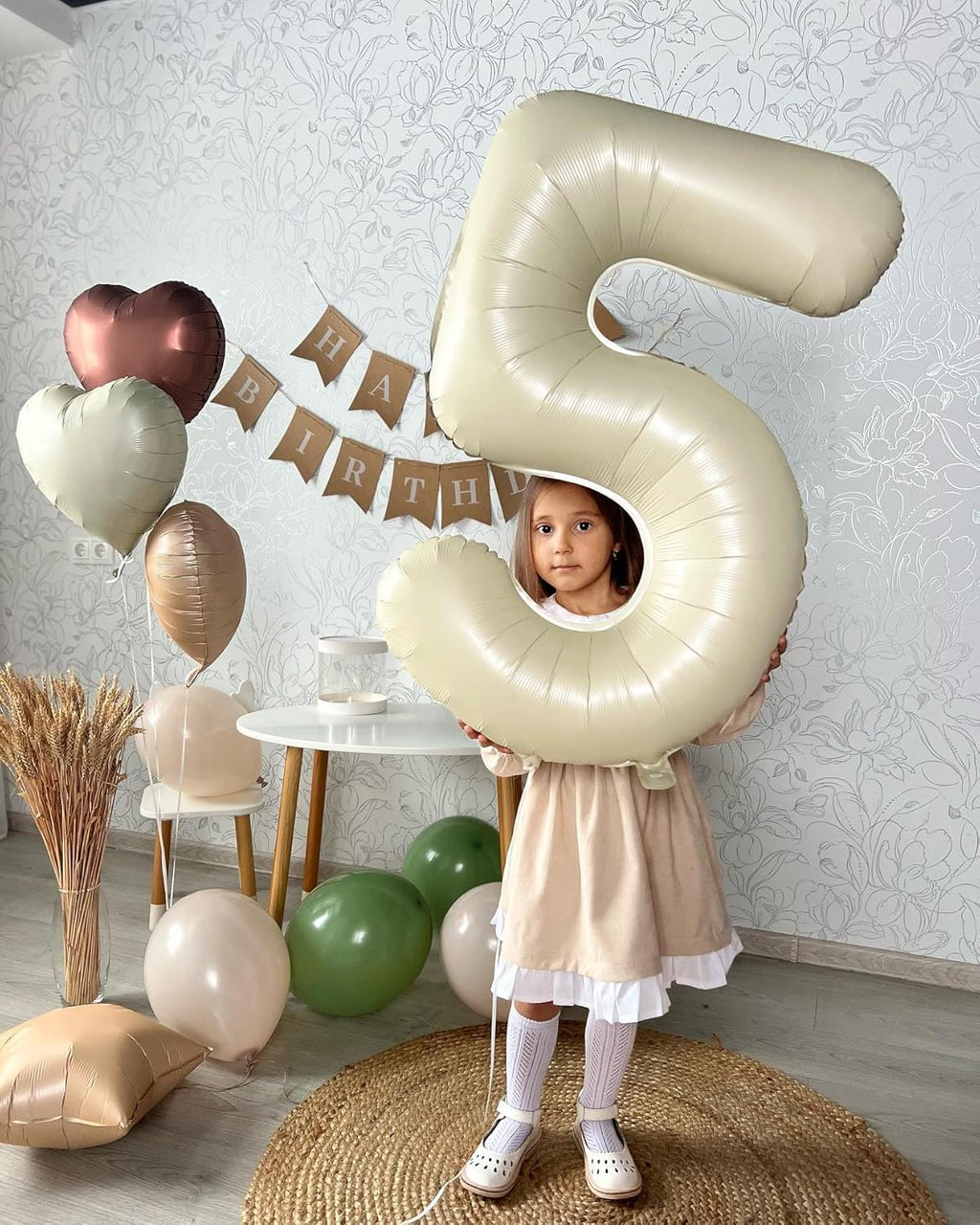 Number 5 Balloon - 40 Inch Cream Birthday Decoration | Perfect for 5th Birthday Party Supplies