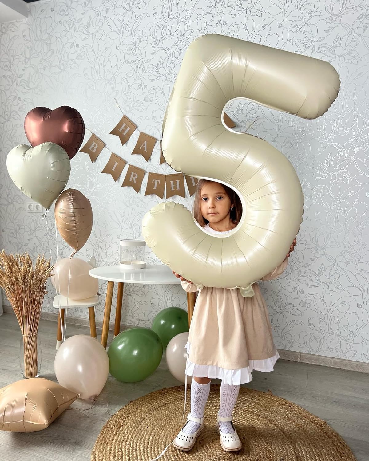 Number 5 Balloon - 40 Inch Cream Birthday Decoration | Perfect for 5th Birthday Party Supplies