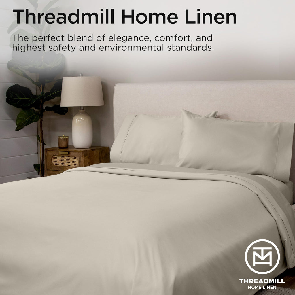 Threadmill Queen Sheet Set | 600 Thread Count Queen Bed Sheets for Queen Mattress with 16” Deep Pocket | Sateen Weave 4-Piece Bedding Set with Cooling Effect | Taupe