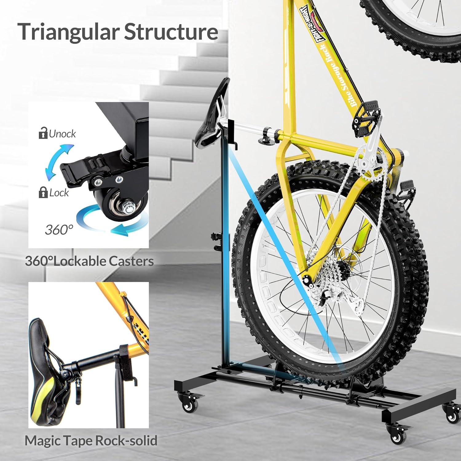 Sttoraboks Vertical Bike Stand - Freestanding Indoor Bicycle Rack with Adjustable Height for Wheels up to 29”