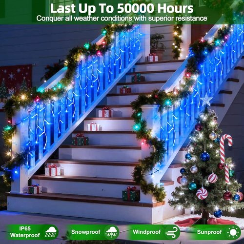1620 LED Christmas Lights - 164ft Blue Outdoor String Lights with 12 Modes & Timer | Waterproof Twinkle Lights for Holiday Decor