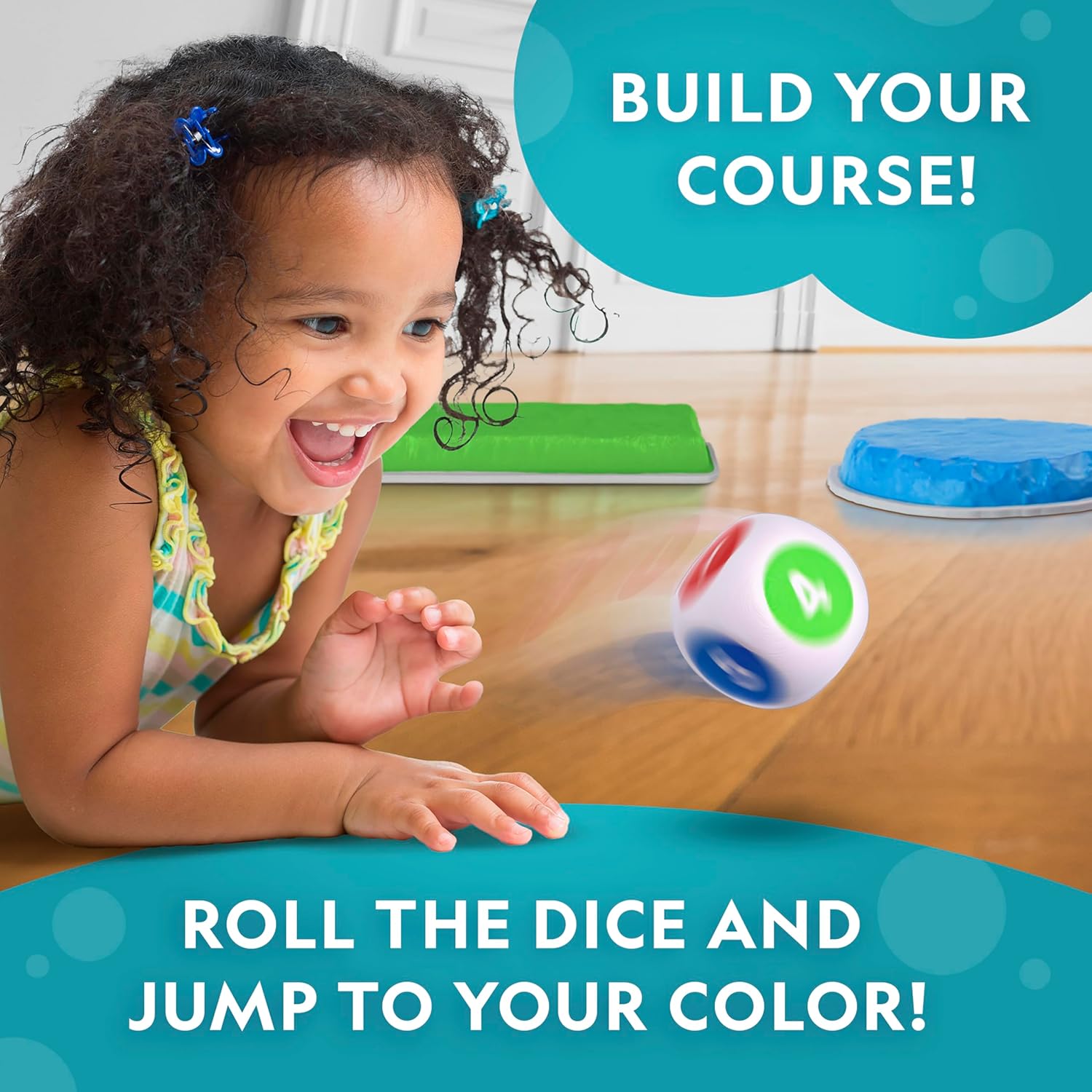 National Geographic Kids Stepping Stones & Balance Beams - 12-Piece Obstacle Course for Ages 3+ with Foam Dice & Non-Slip Base