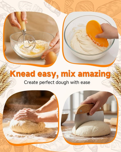 Complete Sourdough Starter Kit With Woven Proofing Basket, Sour dough Starter jar, Sourdough Bread Baking Supplies, Bread Making Kit,Perfect for Beginners & Gift