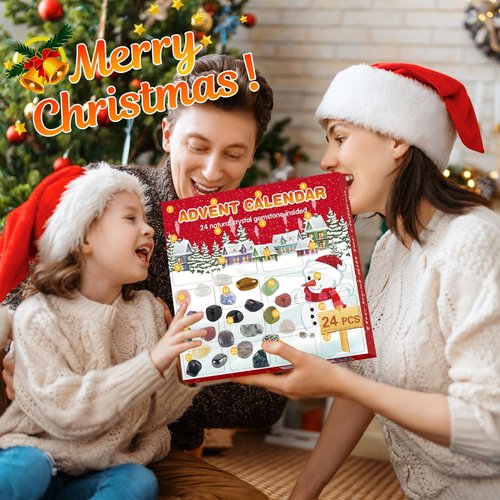 Crystal Advent Calendar 2025 - Gemstone Countdown Calendar with 24 Natural Minerals & Rocks for Kids