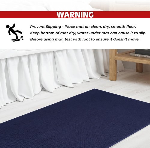Cotton Paradise 100% Cotton Bath Mat - Non-Slip, Soft & Absorbent | 20x34 Inch, Navy Blue