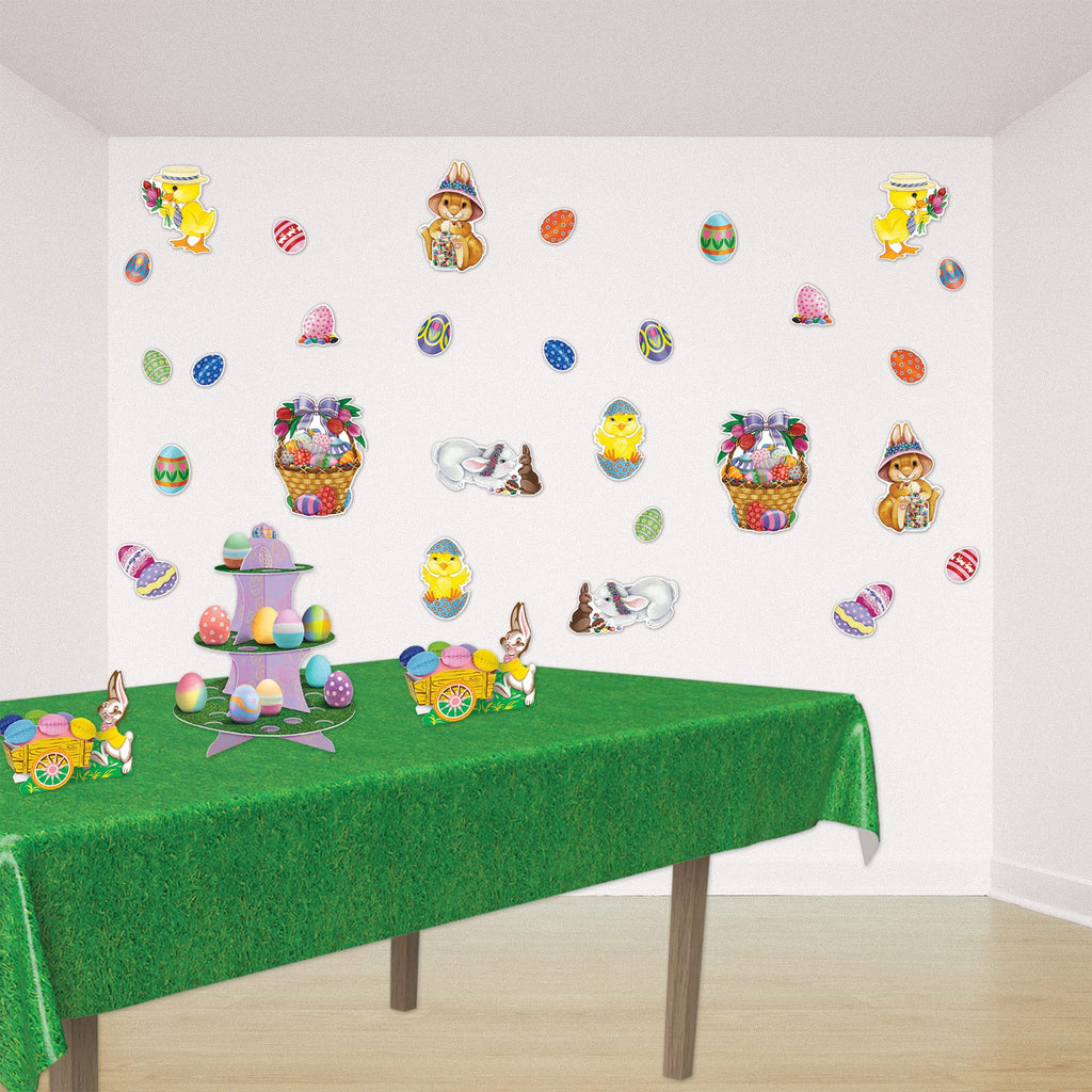 Beistle Easter Basket & Friends Cutouts, 28 Pieces, 4”-15.25” – Assorted Bunny & Spring Decorations